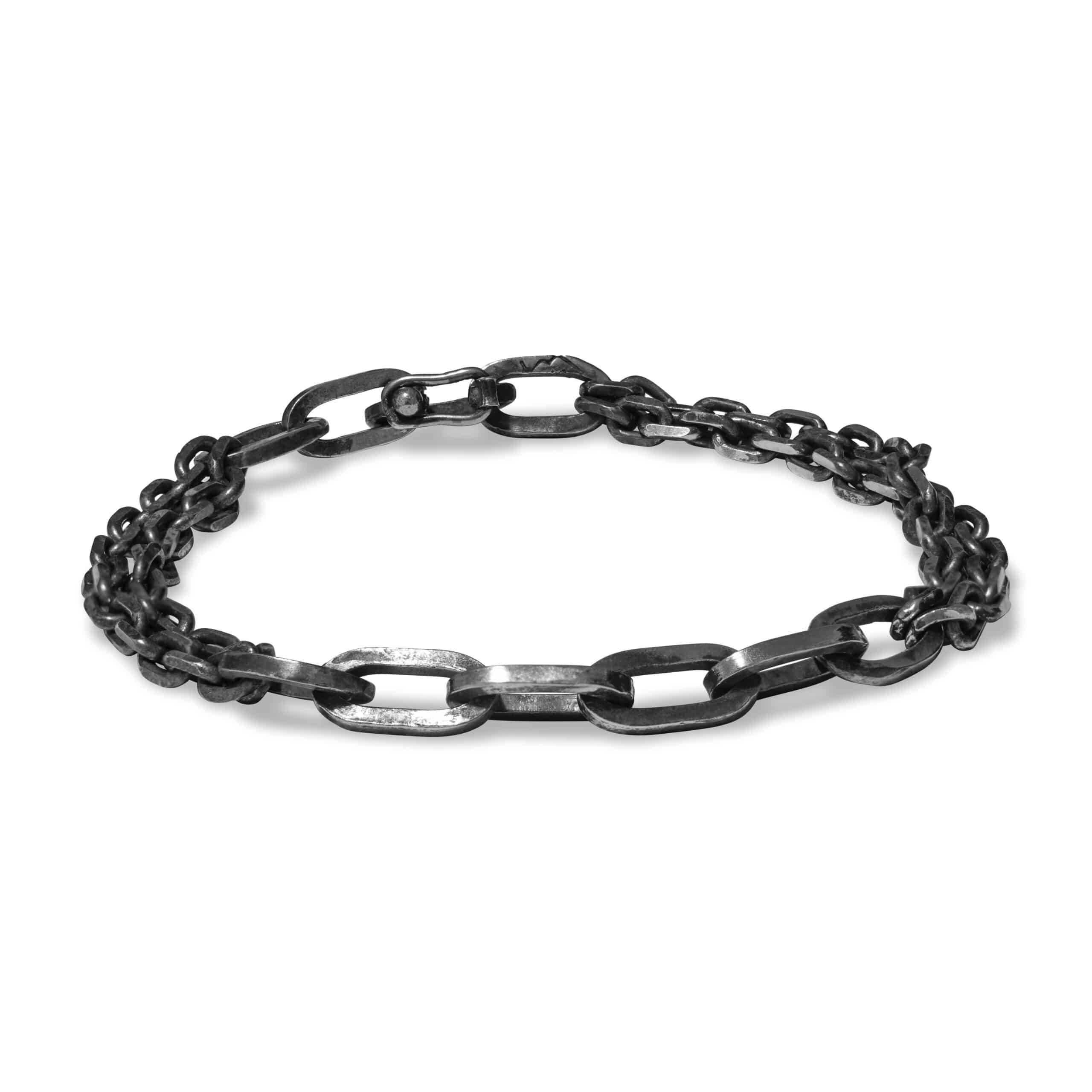 oxidized silver bracelet, men black bracelet, dark metal jewel, handmade link bracelet