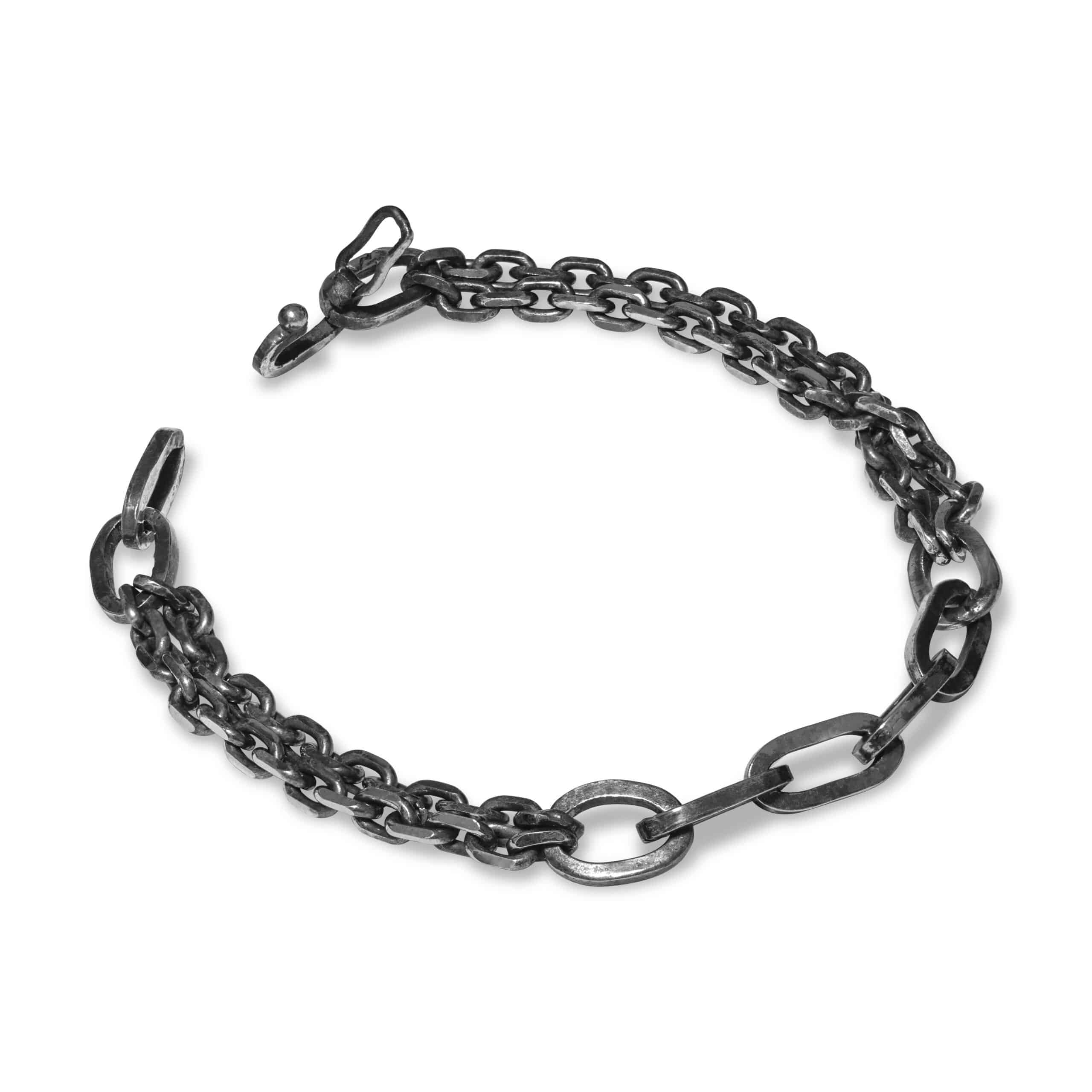 oxidized silver bracelet, men black bracelet, dark metal jewel, handmade link bracelet