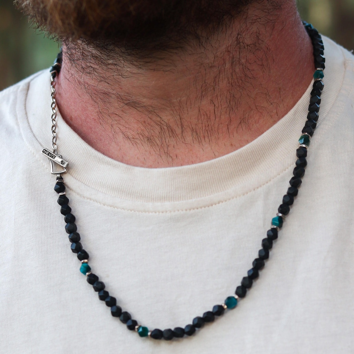 ONYX AND TIGER EYE, onyx necklace, blue tiger eye, עין הנמר, שרשרת אוניקס