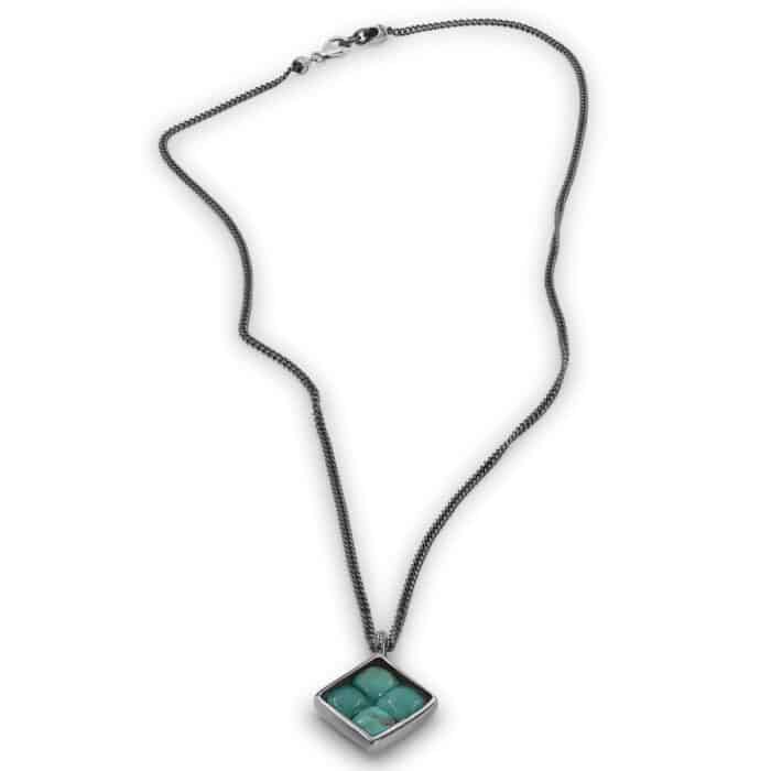 noam, square pendant neckalce, aquamarine gems necklace