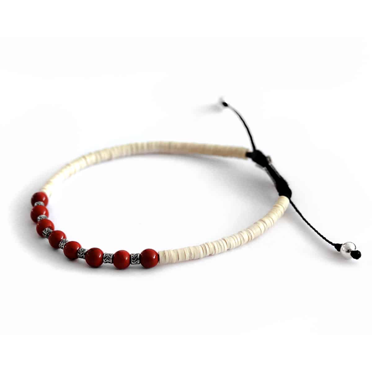 disc beads jewelry, african jewelry, vinyl disc beads, by nevo, indian inspired, indian jewelry, red coral bracelet, off White bracelet, men gift, vinyl beads jewelry, karen hill jewelry, smoky red gemstone, designer bracelet
